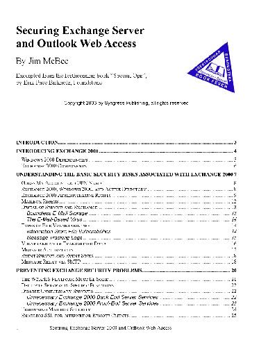 CYA: Securing Exchange Server 2003 & Outlook Web Access