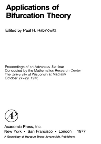Applications of bifurcation theory: proceedings of an advanced seminar