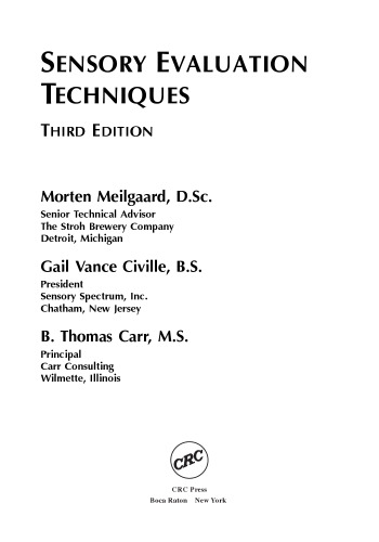 Sensory Evaluation Techniques, Third Edition