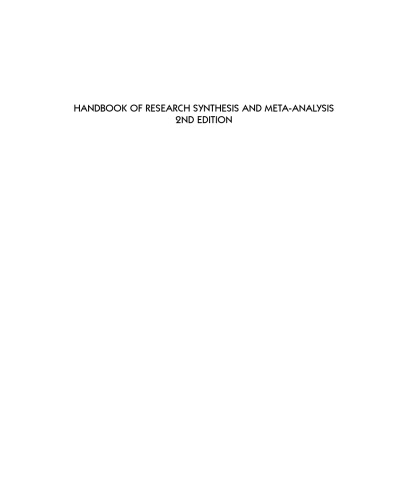 The Handbook of Research Synthesis and Meta-Analysis