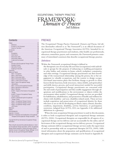Occupational Therapy Practice Framework: Domain and Process