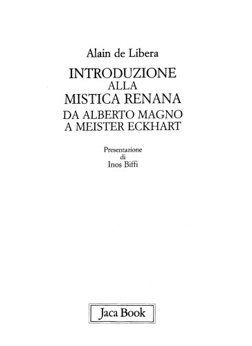 Introduzione alla mistica renana: da Alberto Magno a Meister Eckhart
