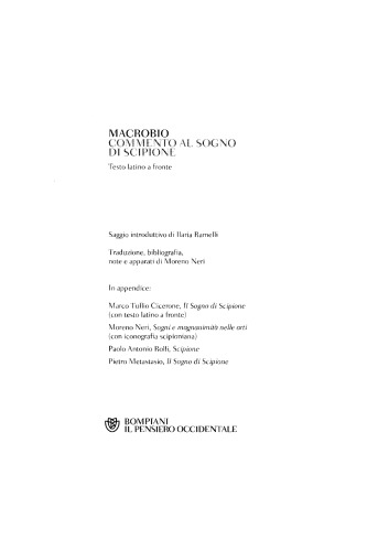 Macrobio. Commento al sogno di Scipione. Testo latino a fronte