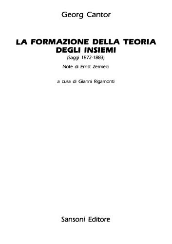La formazione della teoria degli insiemi