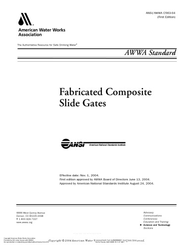 AWWA standard [for] fabricated composite slide gates