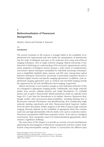 Nanotechnology of the life sciences Vol. 1. Biofunctionalization of nanomaterials