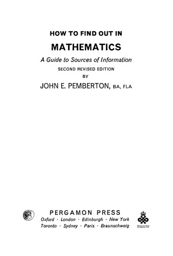 How to Find Out in Mathematics. A Guide to Sources of Information
