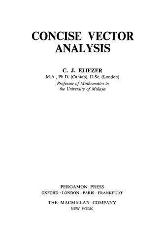 Concise Vector Analysis