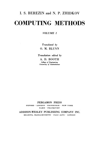 Computing Methods. Volume 1