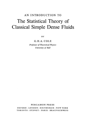 An Introduction to the Statistical Theory of Classical Simple Dense Fluids