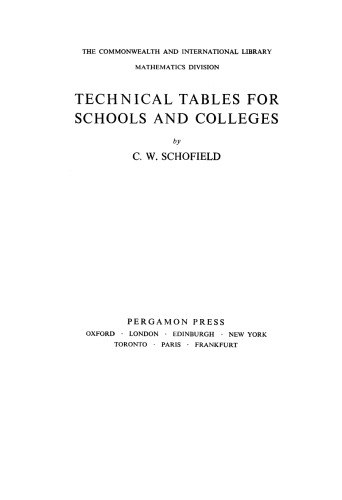 Technical Tables for Schools and Colleges