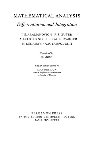 Mathematical Analysis. Differentiation and Integration