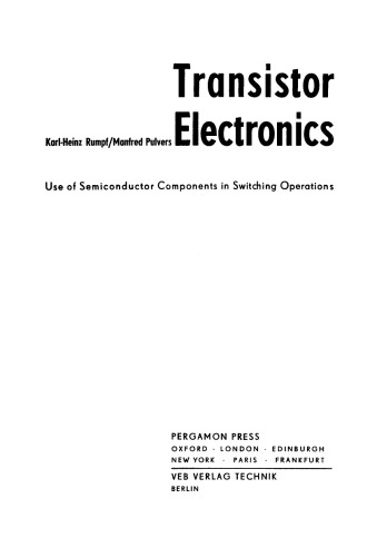Transistor Electronics. Use of Semiconductor Components in Switching Operations