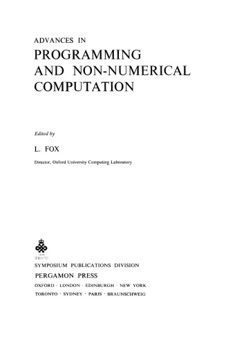 Advances in Programming and Non-Numerical Computation
