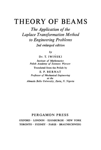 Theory of Beams. The Application of the Laplace Transformation Method to Engineering Problems