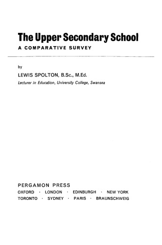 The Upper Secondary School. A Comparative Survey