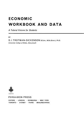 Economic Workbook and Data. A Tutorial Volume for Students