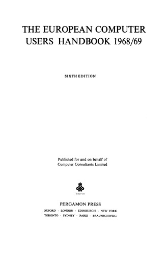 The European Computer Users Handbook 1968/69