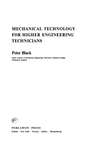 Mechanical Technology for Higher Engineering Technicians