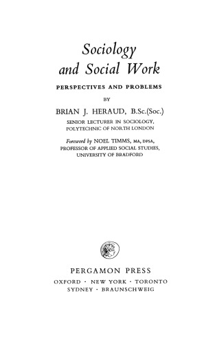 Sociology and Social Work. Perspectives and Problems