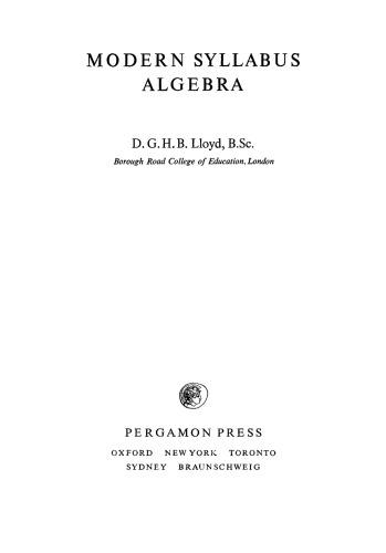 Modern Syllabus Algebra