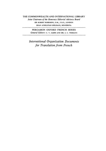 International Organization Documents for Translation from French