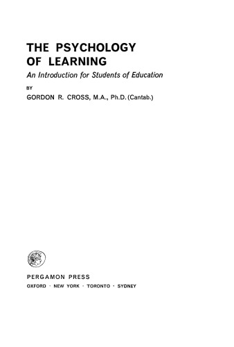 The Psychology of Learning. An Introduction for Students of Education