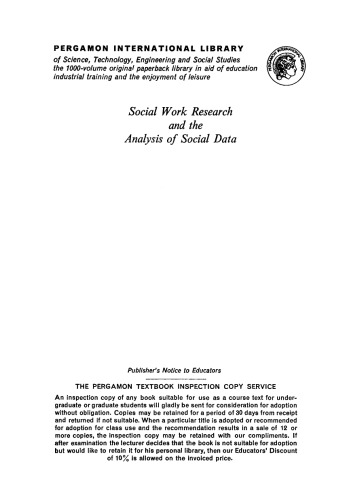 Social Work Research and the Analysis of Social Data. Social Work Division