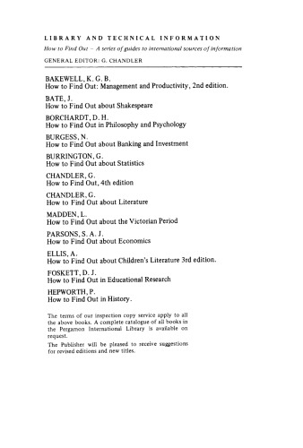 How to Find Out About the Social Sciences. Library and Technical Information