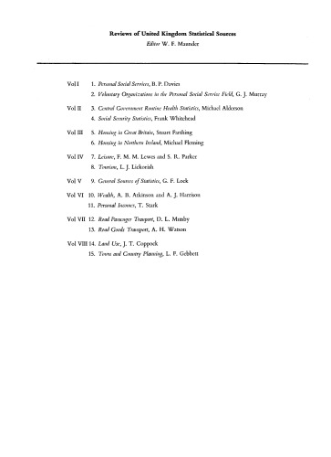 Road Passenger Transport: Road Goods Transport. Reviews of United Kingdom Statistical Sources