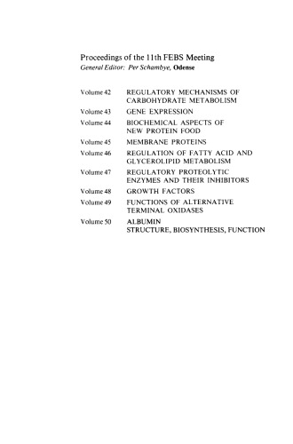 Regulatory Mechanisms of Carbohydrate Metabolism. 11th Meeting Copenhagen 1977