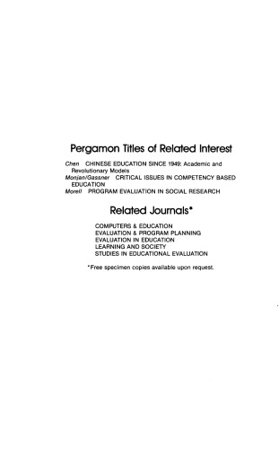 Education Policy and Evaluation. A Context for Change