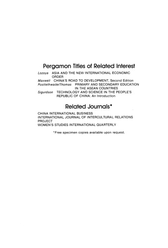 Chinese Education Since 1949. Academic and Revolutionary Models