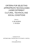 Criteria for Selecting Appropriate Technologies Under Different Cultural, Technical and Social Conditions. Proceedings of the IFAC Symposium Bari, Italy, 21–23 May 1979
