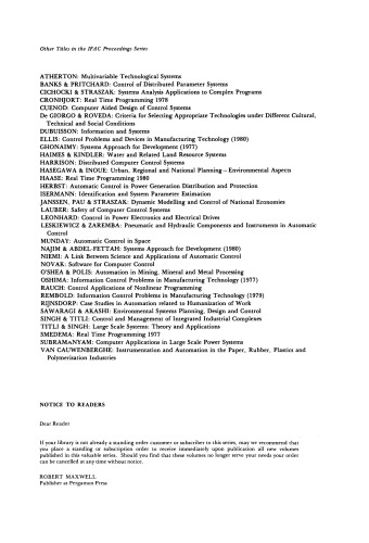 Digital Computer Applications to Process Control. Proceedings of the 6th IFAC/IFIP Conference, Düsseldorf, F. R. Germany, 14–17 October 1980