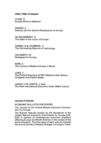 The European Connection. Implications of EEC Membership