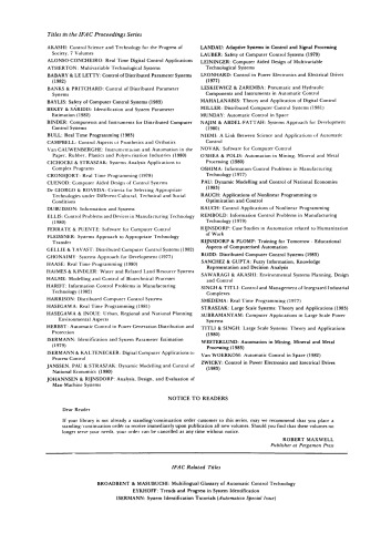 Systems Approach to Appropriate Technology Transfer. Proceedings of the IFAC Symposium, Vienna, Austria, 21–23 March 1983