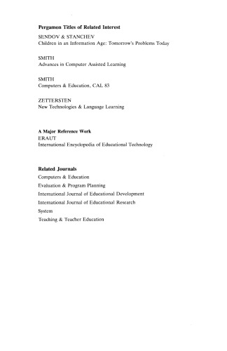 Eurit 86: Developments in Educational Software and Courseware. Proceedings of the First European Conference on Education and Information Technology