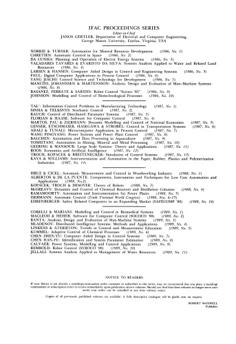 Trends in Control and Measurement Education. Selected Papers from the IFAC Symposium, Swansea, UK 11–13 July 1988