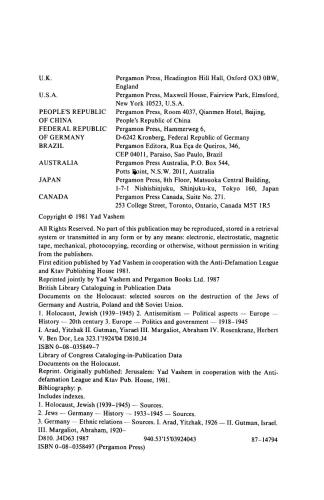 Documents on the Holocaust. Selected Sources on the Destruction of the Jews of Germany and Austria, Poland, and the Soviet Union