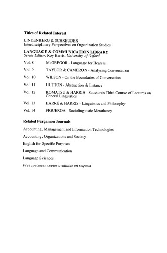 The Discourse of Negotiation: Studies of Language in the Workplace