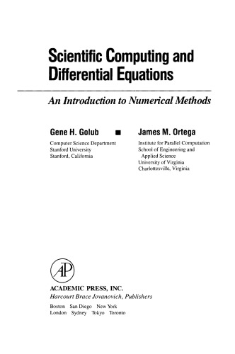 Scientific Computing and Differential Equations. An Introduction to Numerical Methods