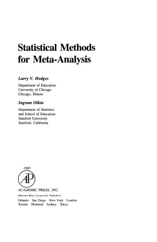 Statistical Methods for Meta-Analysis