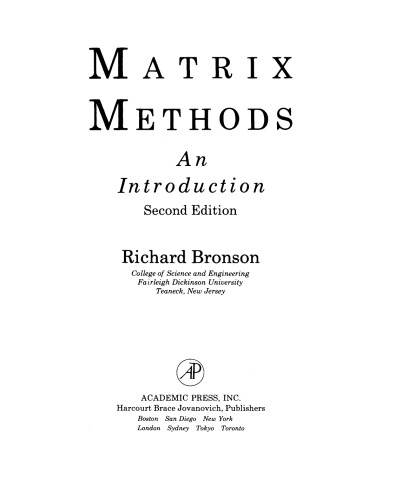 Matrix Methods. An Introduction
