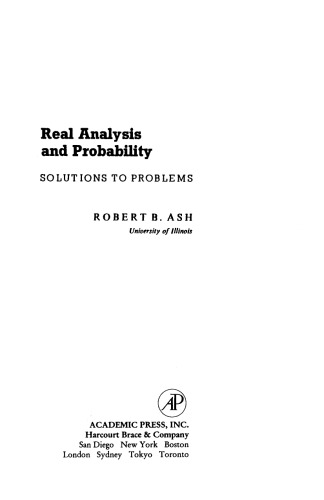 Real Analysis and Probability. Solutions to Problems