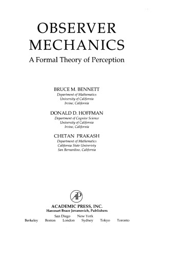Observer Mechanics. A Formal Theory of Perception