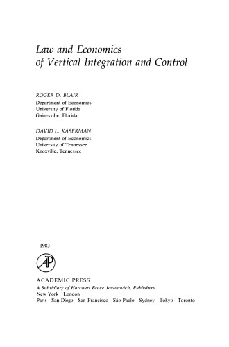 Law and Economics of Vertical Integration and Control