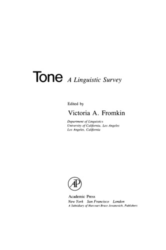 Tone. A Linguistic Survey