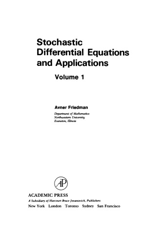 Stochastic Differential Equations and Applications. Volume 1