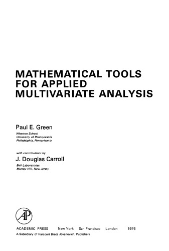Mathematical Tools for Applied Multivariate Analysis